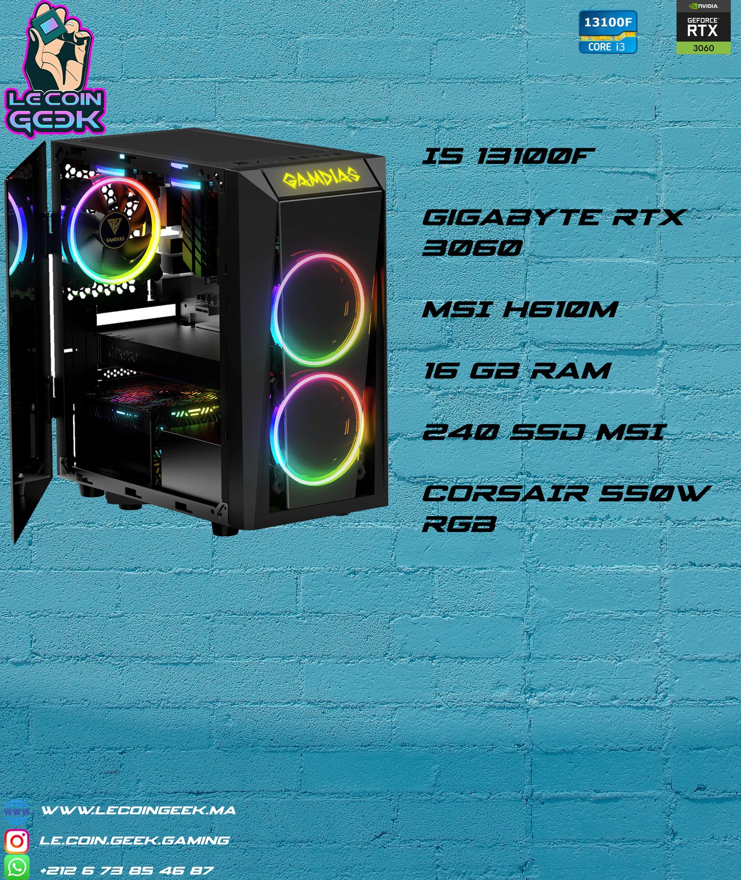 PC GAMER I3 13100f + RTX 3060